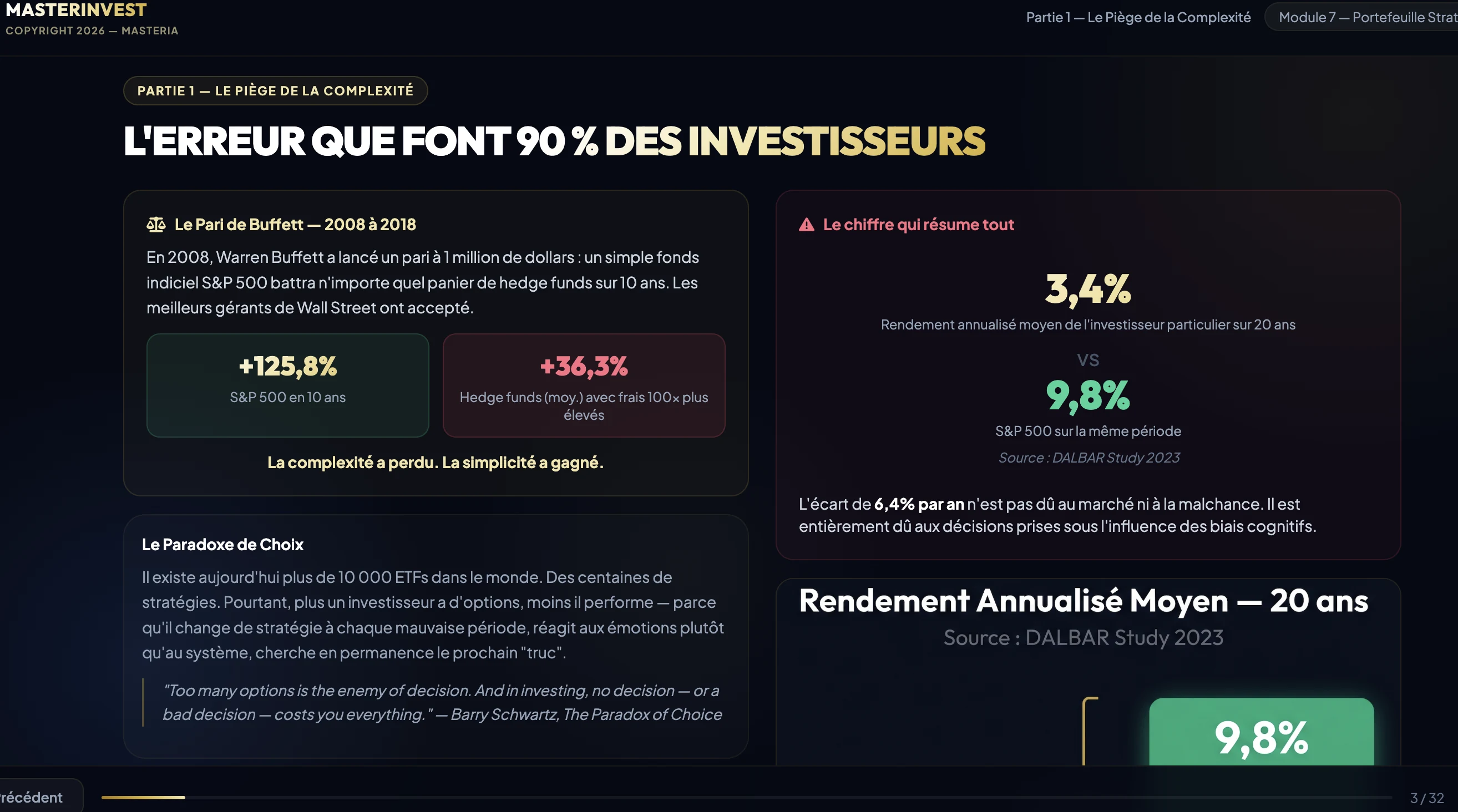 Extrait du support de formation MasterInvest